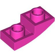 Lego destička 2x1 půl oblouku zakulacená hladká invertovaná, tmavě růžová (6547869)